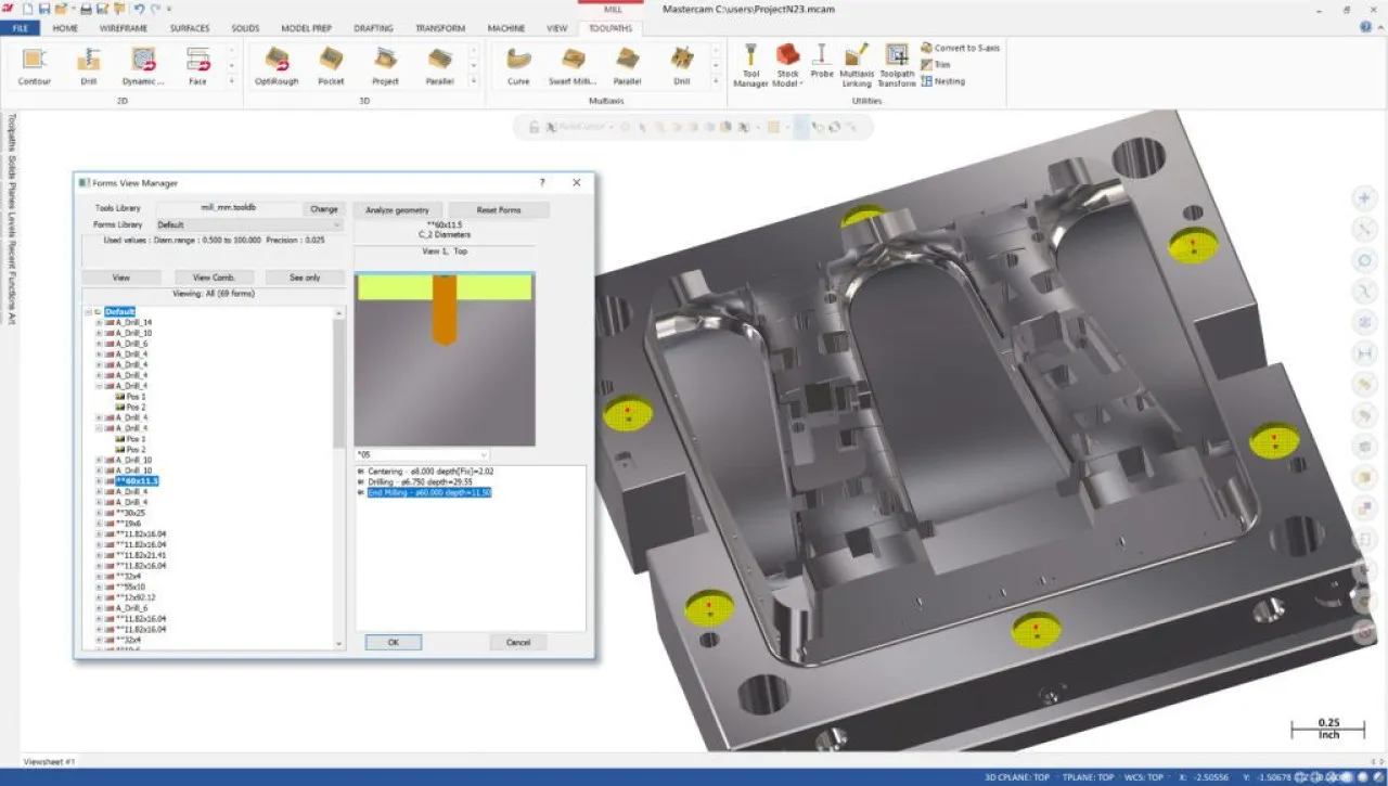 Mastercam ProDrill Graphical Drill Form